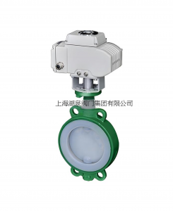 對夾式電動襯氟蝶閥DN125 PN10配電動執(zhí)行機